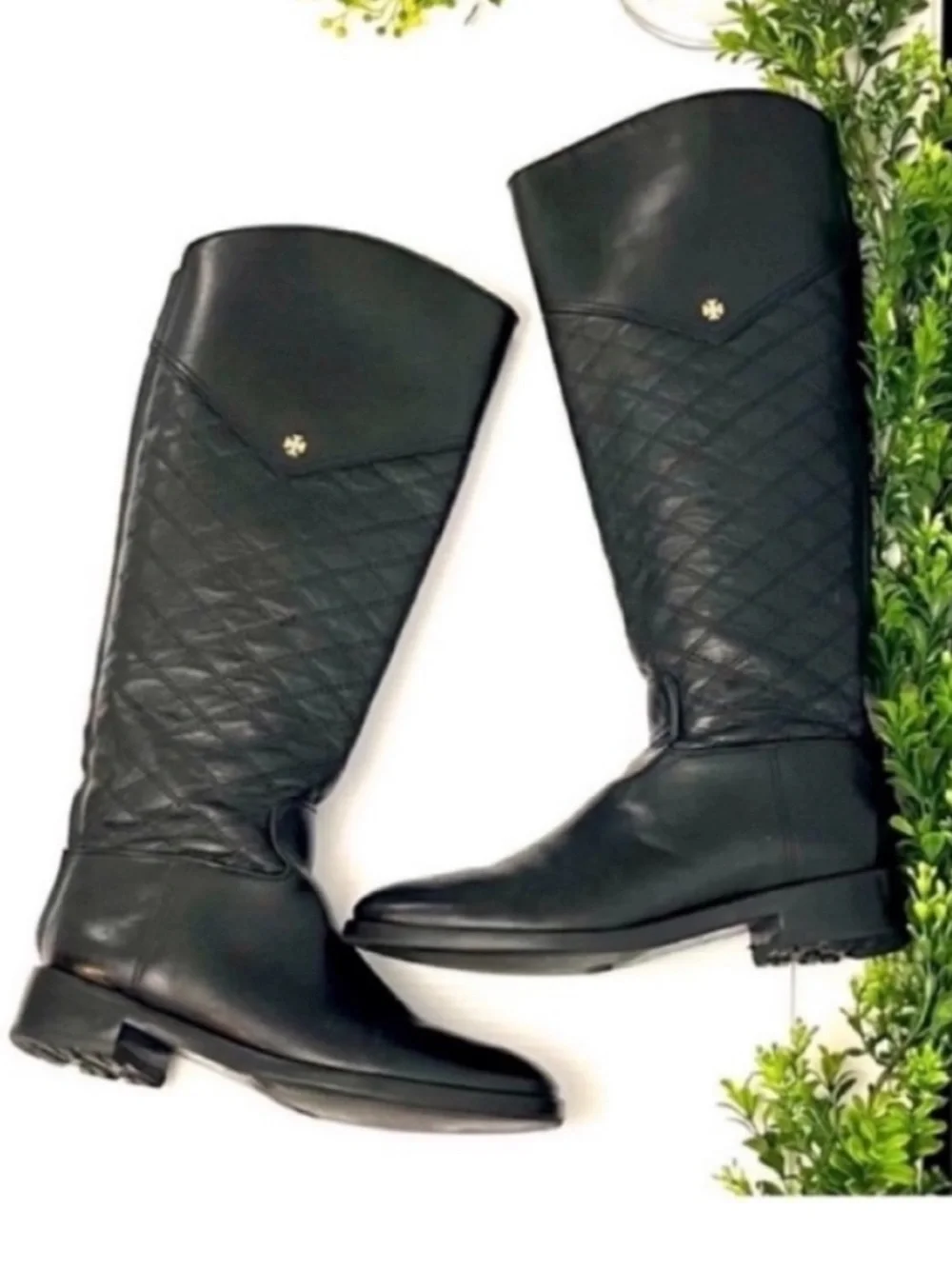 Tory Burch Claremont Black Quilted Over-the-Knee Riding Boots Size 8